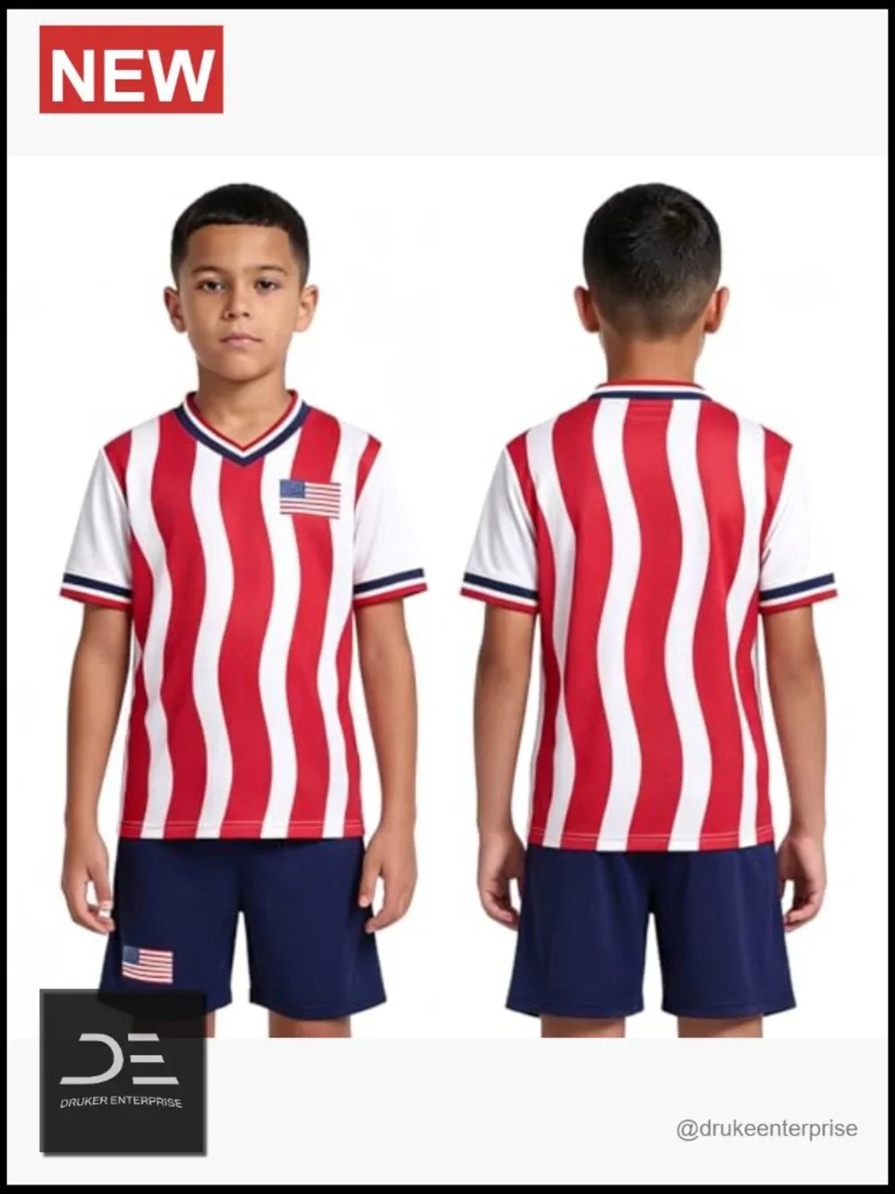 Kids USA Flag Soccer Jersey & Shorts Uniform Set